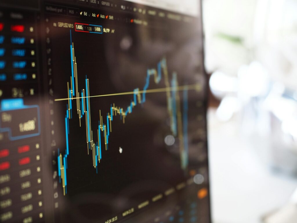 Analytics graph on screen illustrating campaign performance trends